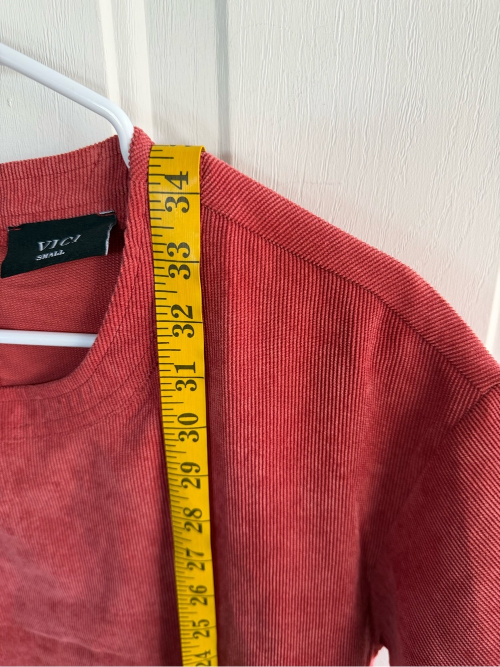 VICI Coral SIZE SMALL, Corduroy Shift Dress Short Sleeve Pocket Mini Dress - Picture 9 of 12